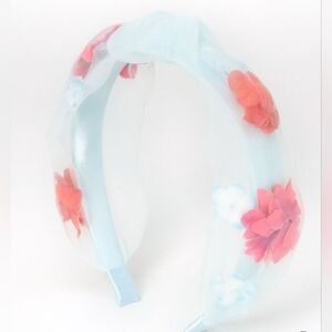 Claire's Pale Blue Flower Chiffon Knotted Headband